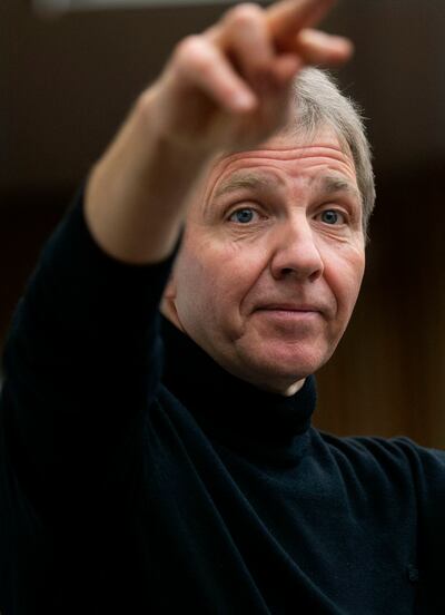 Thierry Fischer, music director of the Utah Symphony Orchestra, directs the Cottonwood High School orchestra in Murray on Thursday, March 14, 2019. Fischer will lead the Utah Symphony in performances of Antonin Dvorak's "New World" symphony at Abravanel H