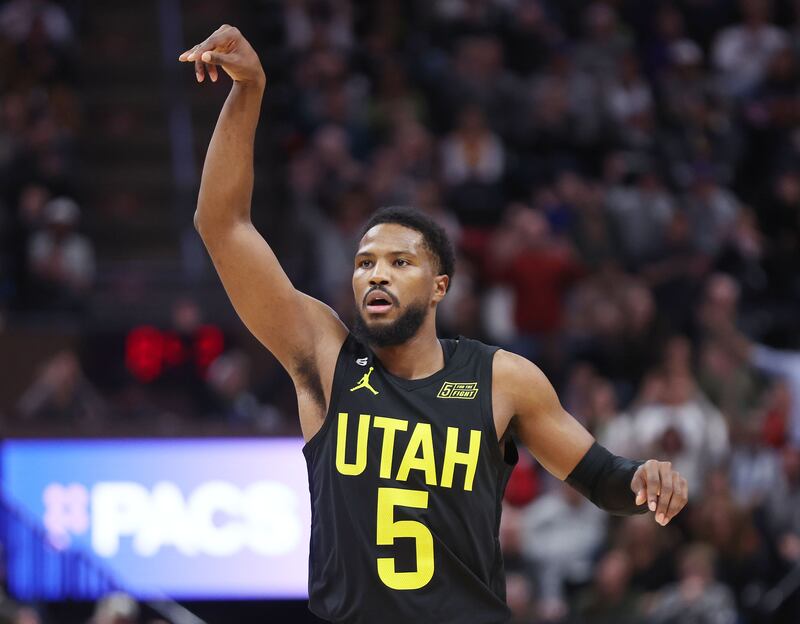 Utah Jazz guard Malik Beasley hits a 3-pointer in Salt Lake City on Tuesday, Dec. 13, 2022.