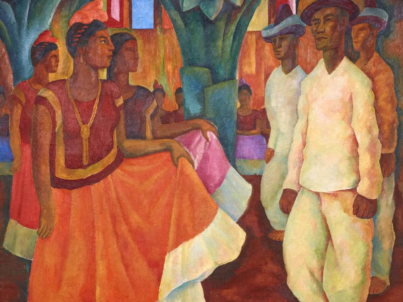 This undated photo provided by the Phillips Auction House shows Diego Rivera's "Baile en Tehuantepec." Phillips Auction House says that the painting that has sold privately for $15,7 million dollars sets a world record price for any work of Latin American