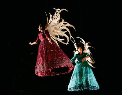 Each high-flying angel in "Corteo" is trailing 25 meters of fabric that designers have painstakingly and safely arranged around giant wings, a hoop skirt and a harness. The amount of fabric used just for the angels adds up to more than 500 meters in lengt