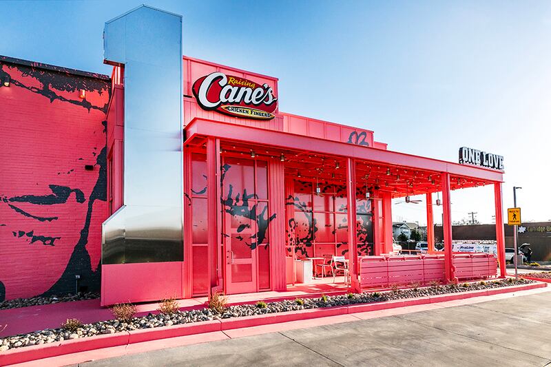 The Raising Cane’s restaurant, personally designed by Post Malone and located at 890 Fort Union Blvd. in Midvale,
