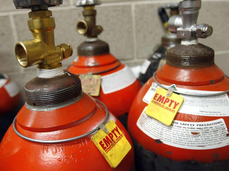 Some of the helium tanks are on empty at Zurchers in Salt Lake City on Friday, September 14, 2012. There's a national shortage of helium effecting everything from the number of balloons you can buy to your MRI at a medical center.