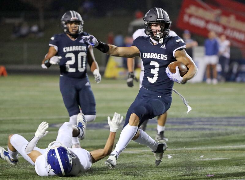 Corner Canyon’s Cody Hagen had a big game in leading the Chargers to the win over Bingham on Friday. Corner Canyon won 35-7.