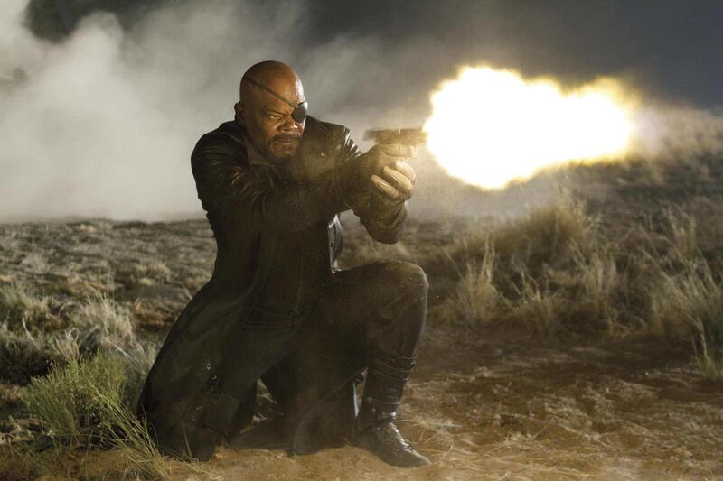 In this film image released by Disney, Samuel L. Jackson portrays Nick Fury in a scene from Marvel’s “The Avengers.” The film will be released on May 4.