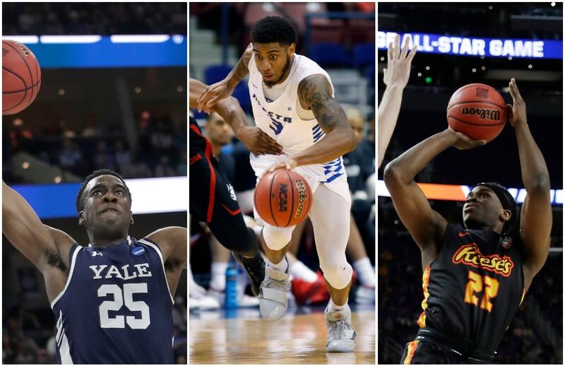 The Utah Jazz selected (left to right) Yale's Miye Oni, Hofstra's Justin Wright-Foreman and College of Charleston's Jarrell Brantley.