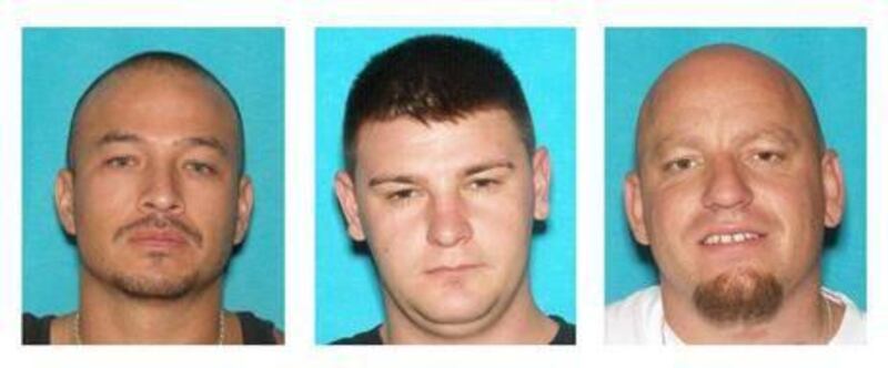 Salt Lake police are looking for Danny Kiko Gallegos, 35, Braden Parker Emerson, 23, and Levi Joseph Collins, 34, as part of a potential homicide investigation.