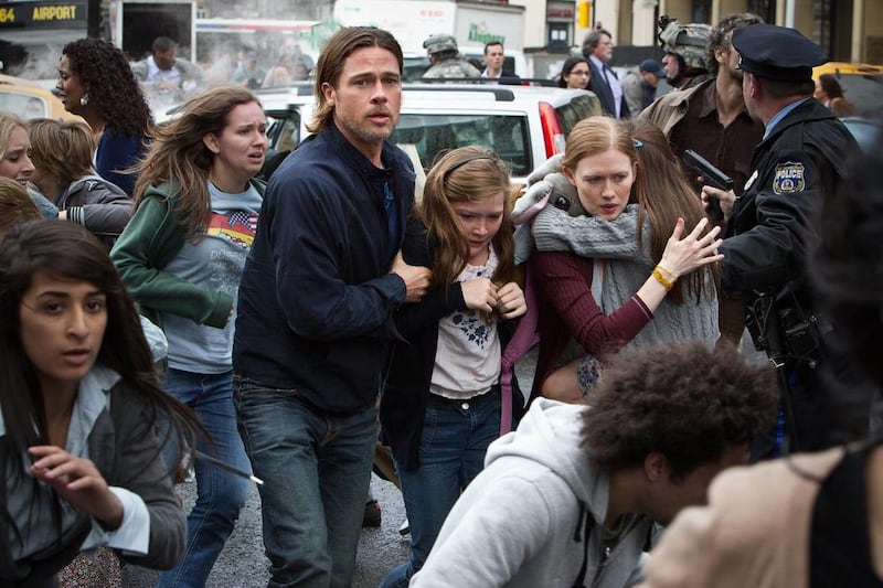 Brad Pitt is Gerry Lane, Abigail Hargrove is Rachel Lane and Mireille Enos is Karin Lane in "World War Z."