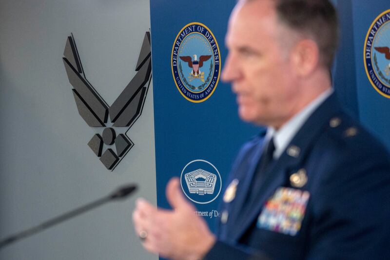 Pentagon spokesman U.S. Air Force Brig. Gen. Patrick Ryder speaks during a media briefing at the Pentagon.
