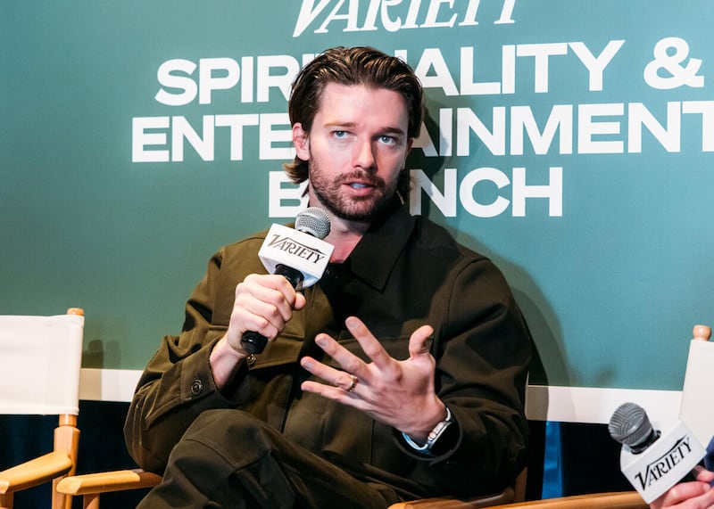 Actor Patrick Schwarzenegger speaks at a Spirituality & Entertainment brunch in Park City, Utah, on Friday, Jan. 23, 2026.