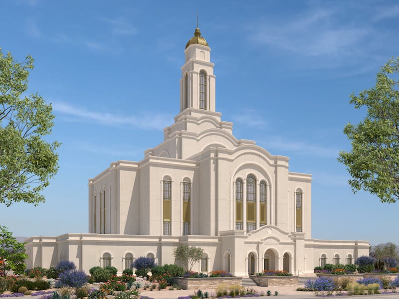 A rendering of the Lone Mountain Nevada Temple.