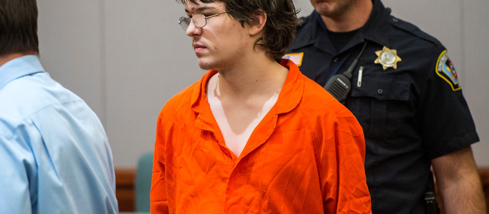 Aza Ray Vidinhar arrives in 2nd District Court in Farmington on May 13, 2015, to be sentenced for murdering his brothers.
