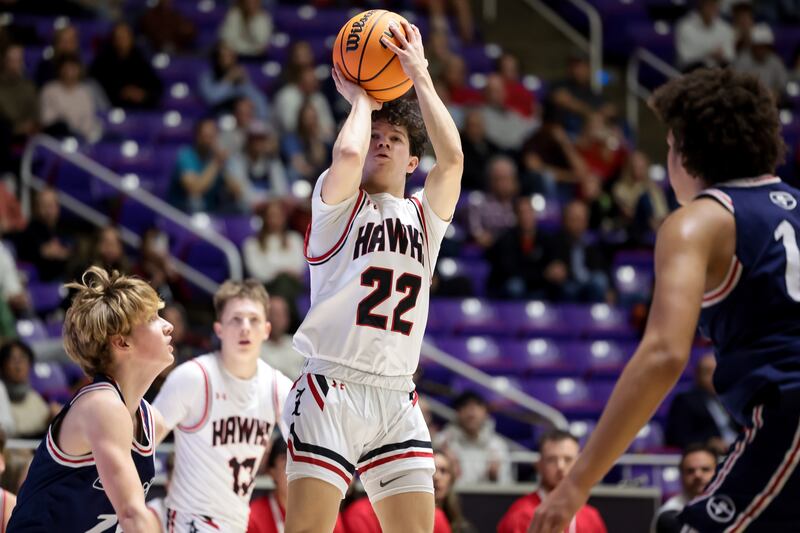 Alta’s Dash Reiser shoots while playing Springville in a 5A boys basketball state quarterfinal game.