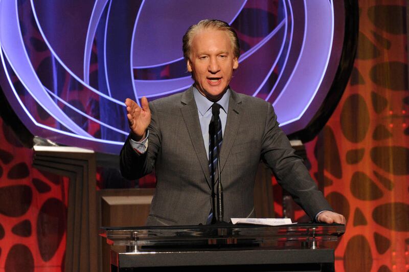 Athiest comedian Bill Maher speaks on stage at the 2014 Television Academy Hall of Fame on Tuesday, March 11, 2014, at the Beverly Wilshire in Beverly Hills, Calif. Maher recently evoked the ire of some Christians after calling God a "psychotic mass murde