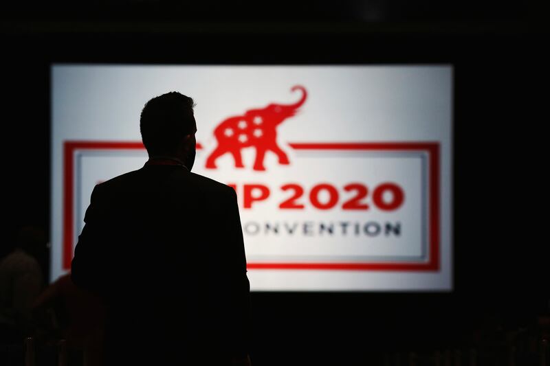 Delegates begin to arrive for the first day of the Republican National Convention on Aug. 24, 2020, in Charlotte, N.C.