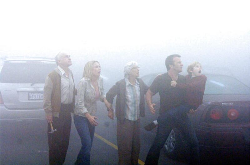 Jeffrey DeMunn, left, Laurie Holden, Frances Sternhagen, Thomas Jane and Nathan Gambel star in Stephen King's "The Mist."