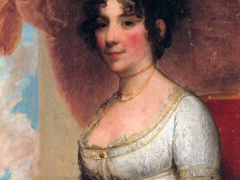 This is an undated photo of a 1804 portrait of U.S. first lady Dolley Madison by artist Gilbert Stuart.