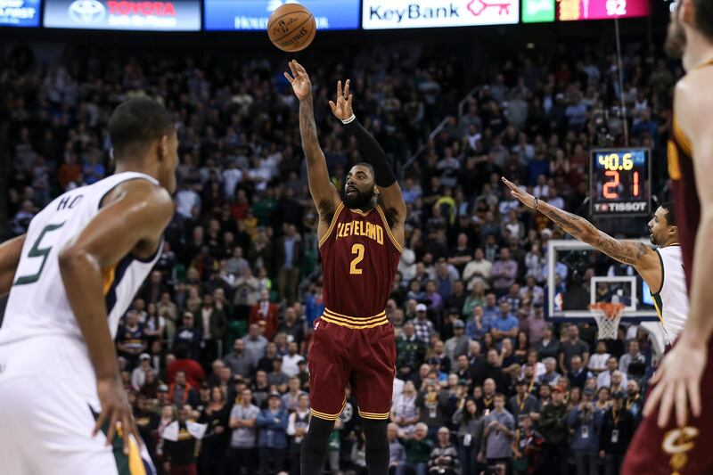 Cleveland Cavaliers guard Kyrie Irving (2) shoots during the game against the Utah Jazz at Vivint Smart Home Arena in Salt Lake City on Tuesday, Jan. 10, 2017.
