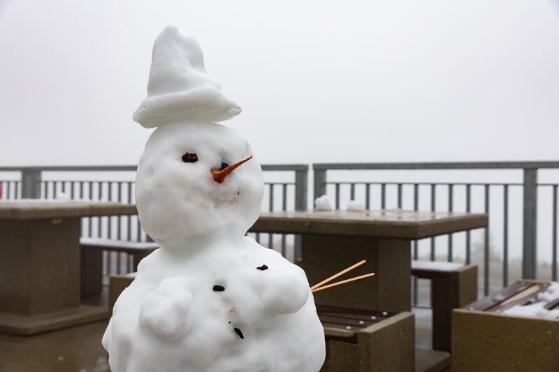 A snowman at Hidden Peak at Snowbird Ski and Summer Resort on Monday, Sept. 4, 2023.