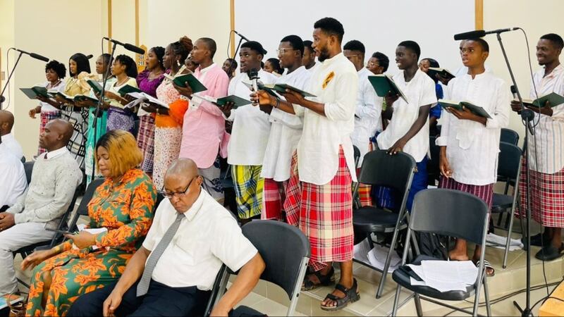 A stake choir performs at the Port Harcourt Nigeria Choba Stake Center open house.