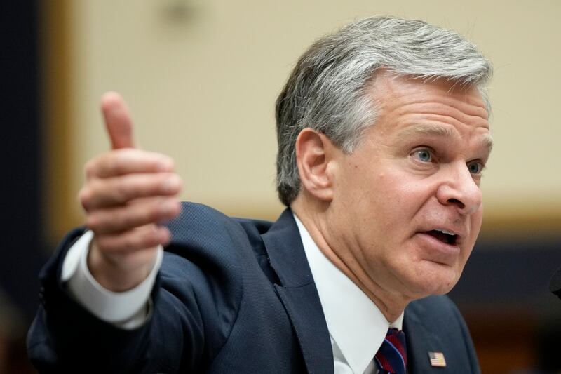 FBI Director Christopher Wray testifies before a House Committee in the Judiciary oversight hearing on Capitol Hill in Washington.