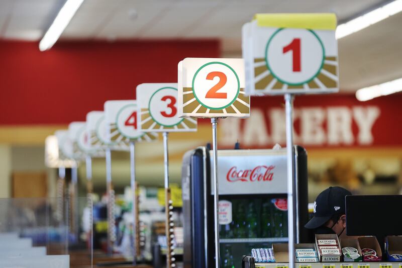 Checkout stands at Reams Food Store in Sandy on Friday, Sept. 23, 2022.