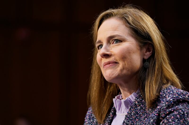 Amy Coney Barrett attends her confirmation hearing.