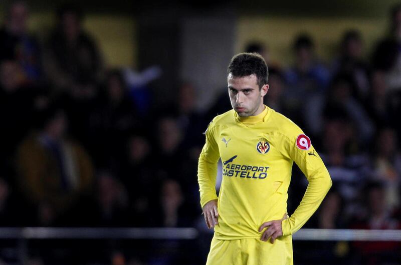 Villarreal’s Giuseppe Rossi from Italy, reacts during the Copa del Rey second-leg soccer match against Valencia at the Madrigal stadium in Villarreal, Spain, Thursday, Jan. 6, 2011.