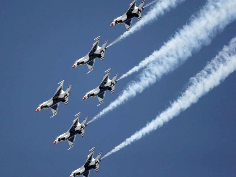 In this 2009 file photo, the Air Force\'s Thunder Birds perform at the Hill Air Force Base air show.