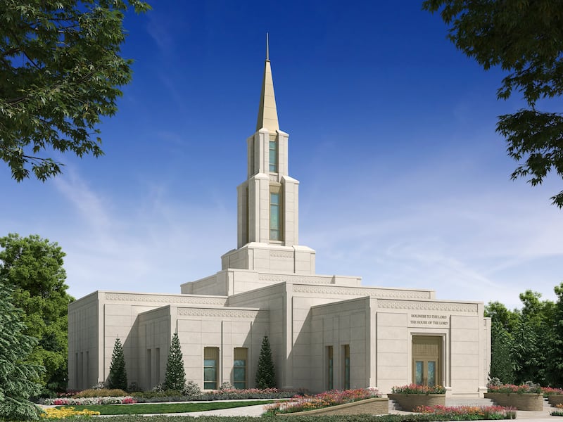 Exterior rendering of the Fairbanks Alaska Temple.
