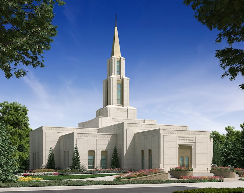 Exterior rendering of the Fairbanks Alaska Temple.