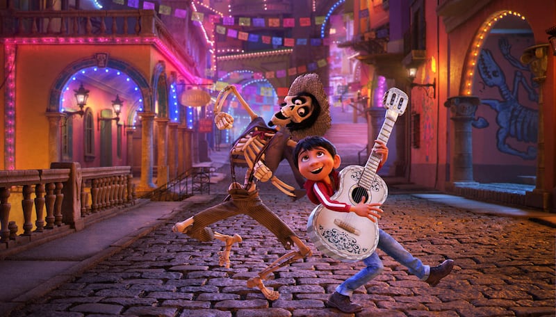 In Disney Pixar’s “Coco,” Miguel’s love of music ultimately leads him to the Land of the Dead where he teams up with charming trickster Hector. “Coco” opens in U.S. theaters on Nov. 22, 2017.
