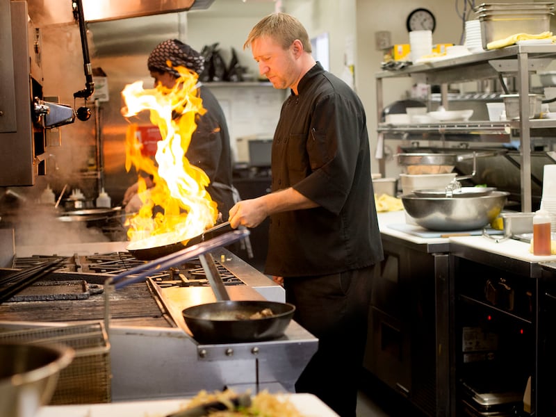 Chef Jonathan LeBlanc cooks at Stanza in Salt Lake City on Wednesday, Oct. 18, 2017.