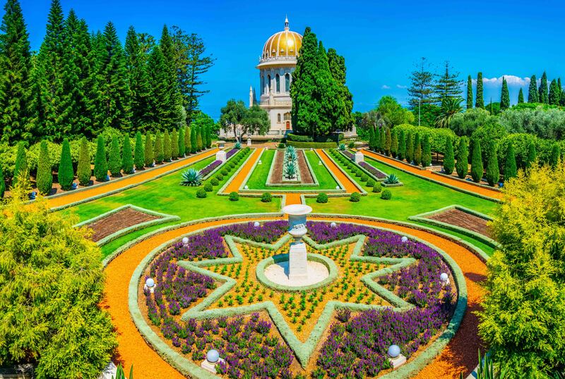Baha'i Gardens, a holy pilgrimage for the Baha'i believers built on Mount Carmel in Haifa, Israel.