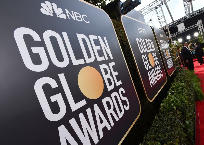 Signage promoting the 77th annual Golden Globe Awards and NBC appears in Beverly Hills, Calif., on Jan. 5, 2020.