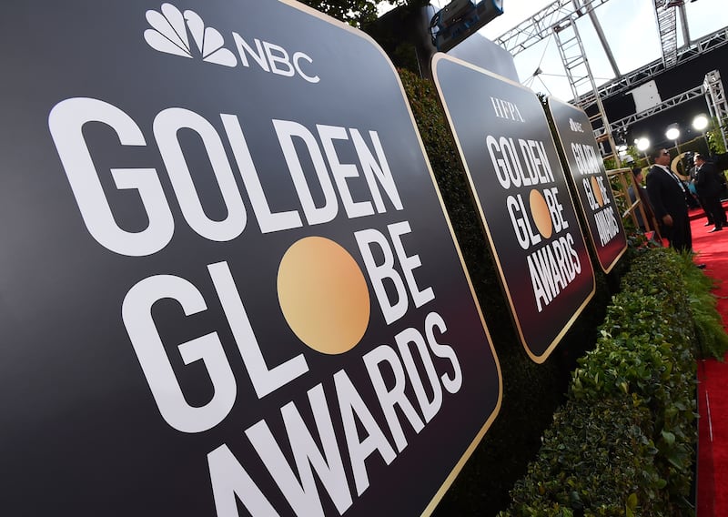 Signage promoting the 77th annual Golden Globe Awards and NBC appears in Beverly Hills, Calif., on Jan. 5, 2020.