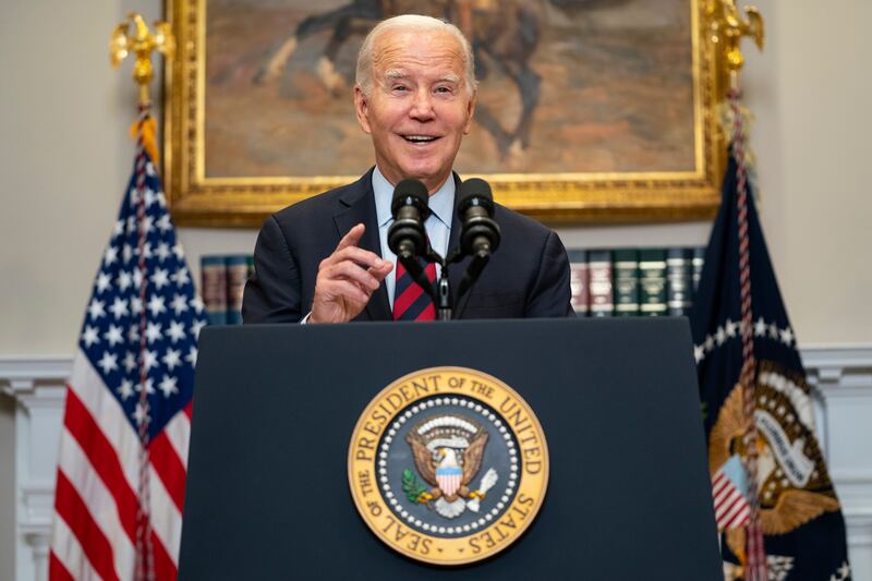 President Joe Biden speaks on student loan debt forgiveness at the White House on Oct. 4, 2023, in Washington.