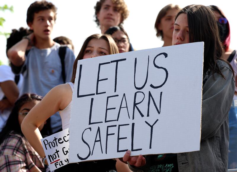 East High School students protest gun violence during a walkout at the school in Salt Lake City on Friday, May 27, 2022. Students Students across the United States participated in a a national school walkout on Wednesday, April 5, 2023.