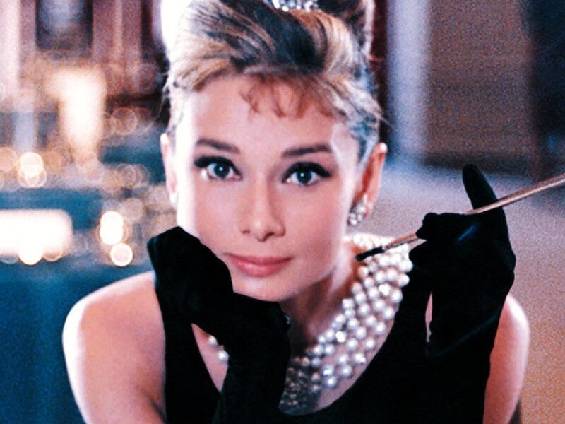 Audrey Hepburn with this memorable look, an iconic movie image, in “Breakfast at Tiffany’s” (1961)