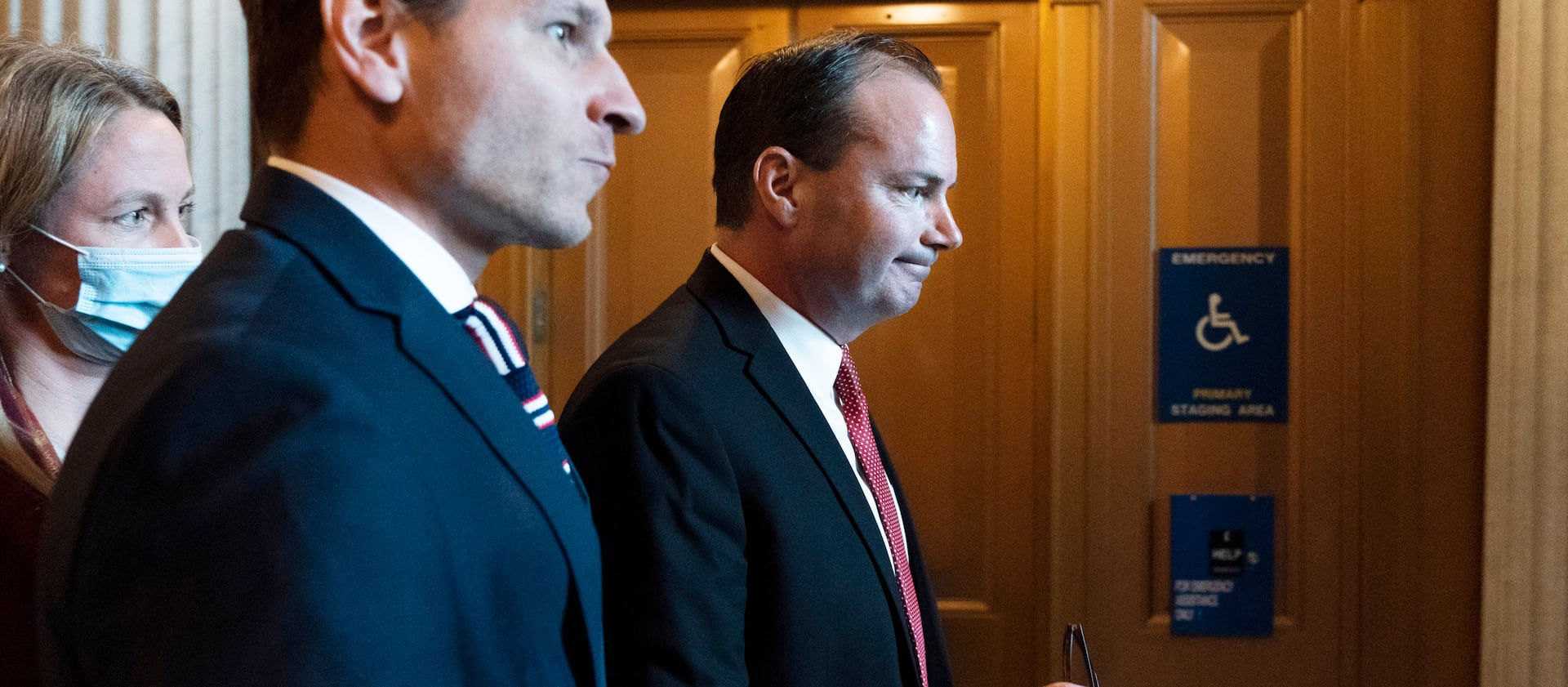Sen. Mike Lee, R-Utah, walks to a luncheon for Senate Republican on Capitol Hill in Washington.