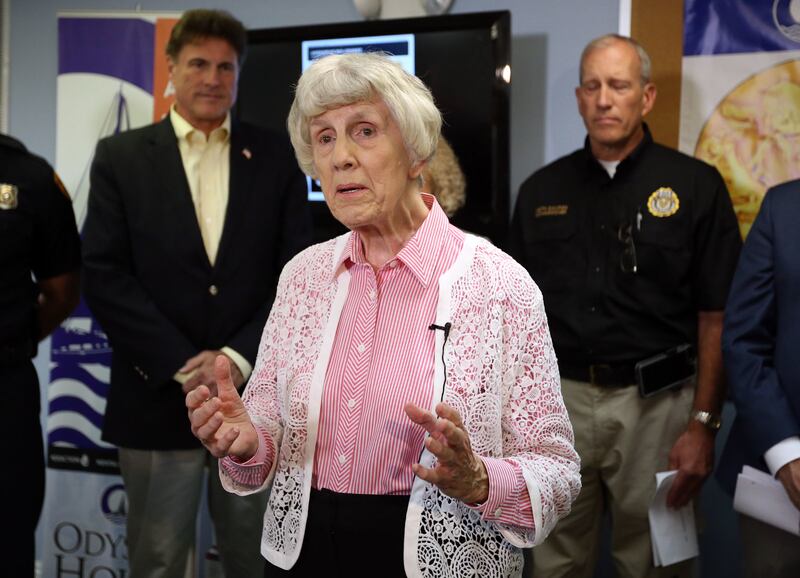 FILE - Pamela Atkinson, community advocate, talks about phase two of Operation Rio Grande, which will focus on treatment and services, at the Odyssey House in Salt Lake City, on Tuesday, Aug. 22, 2017.