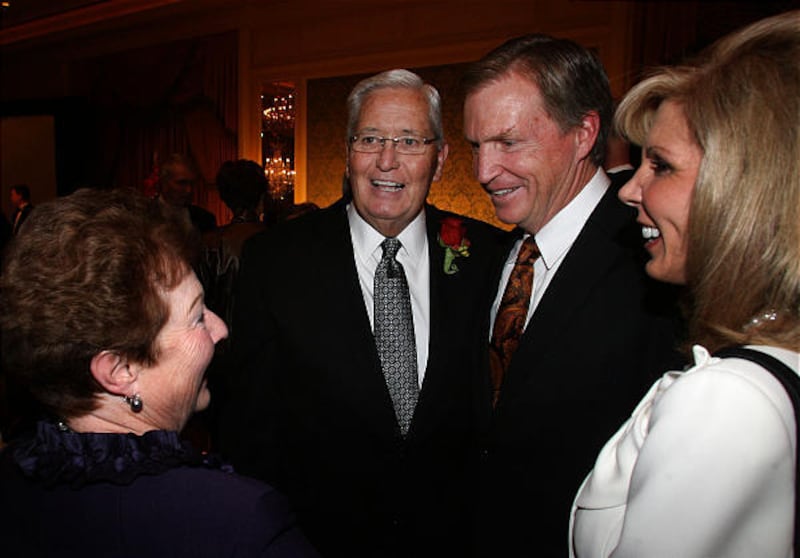 Barbara Burton, left, husband Bishop H. David Burton, Lonnie Bullard and his wife, Kim, at "People of Vision" dinner.