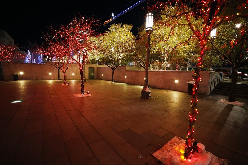 Christmas lights at the Church of Jesus Christ’s Conference Center in Salt Lake City are pictured on Tuesday, Nov. 29, 2022.