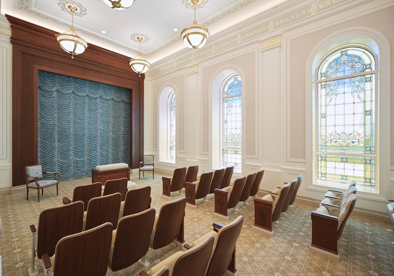 An instruction room inside the Ephraim Utah Temple.