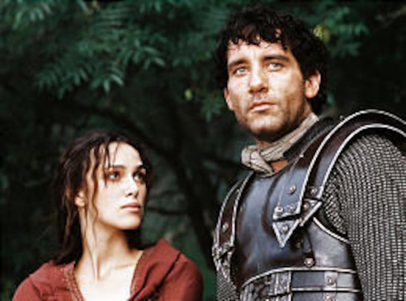 Keira Knightley as Guinevere and Clive Owen as "King Arthur."