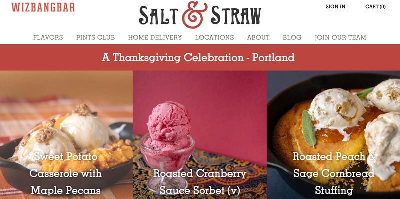 The popular West Coast ice cream shop Salt and Straw recently announced its five Thanksgiving flavors.