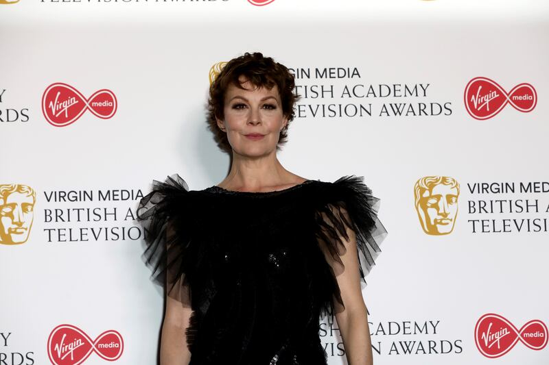 Actress Helen McCrory poses for photographers after appearing at the 2019 BAFTA Television Awards in London, Sunday, May 12, 2019.