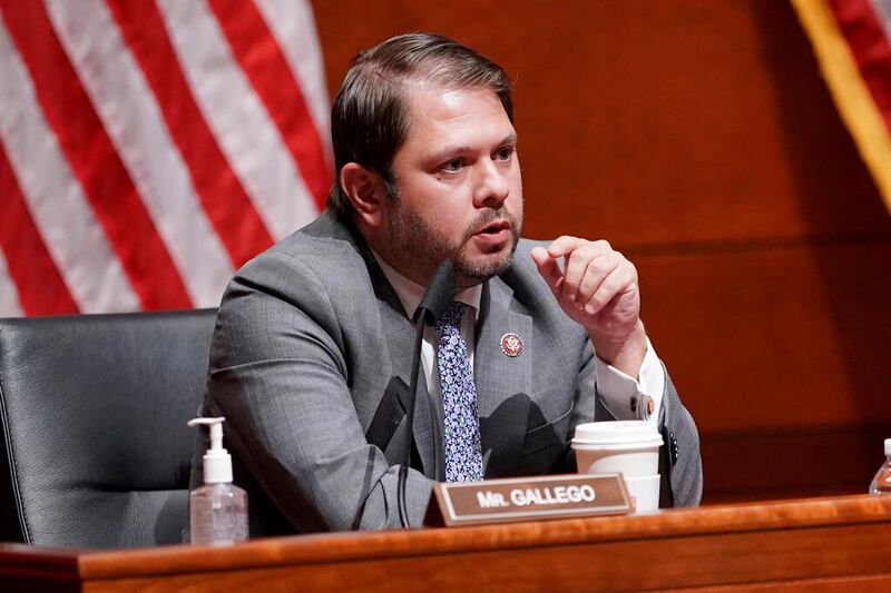 Rep. Ruben Gallego, D-Ariz., speaks in Washington.