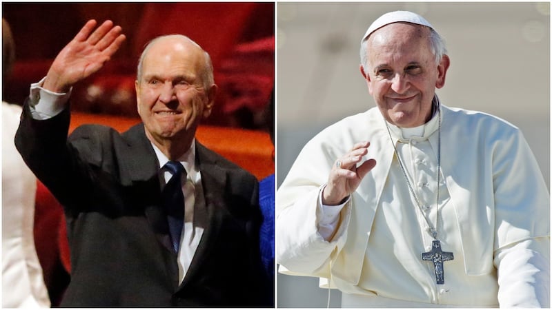 Russell M. Nelson, president of The Church of Jesus Christ of Latter-day Saints, and Pope Francis, the current leader of the Catholic church.