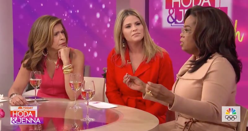 Oprah Winfrey teared up Friday morning when talking with hosts Hoda Kotb and Jenna Bush Hager about the backlash to King about a recent interview.