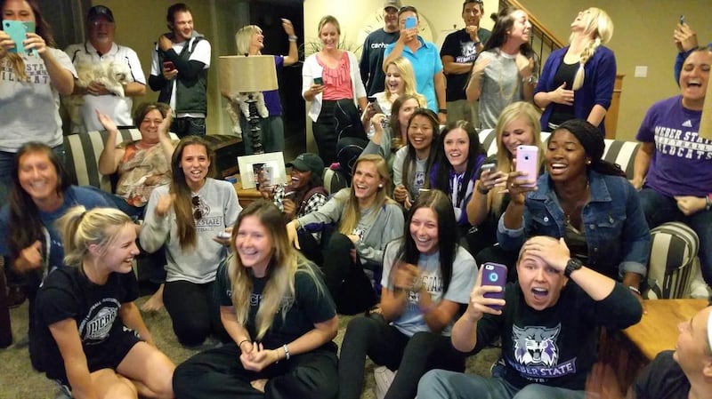 The Weber State softball team reacts to their NCAA Regionals selection pick during the NCAA Softball Championship Selection Show on Sunday night. The Wildcats are headed to Lafayette, Louisiana, to take on the No. 13 seed Louisiana-Lafayette.